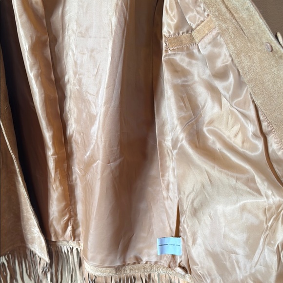 Vintage 90s Marlboro Red Star Tan Suede Fringe Jacket - Picture 2 of 7